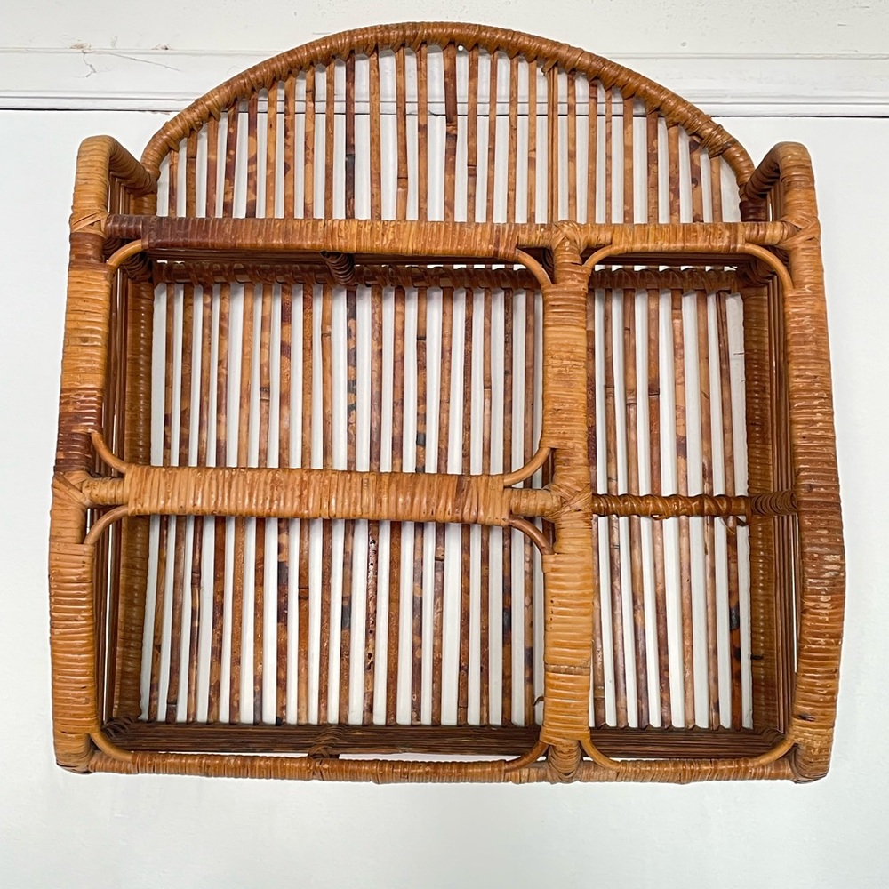 Antique Woven Rattan Wall Shelf